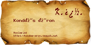 Kondás Áron névjegykártya