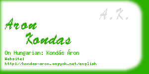 aron kondas business card