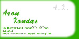 aron kondas business card